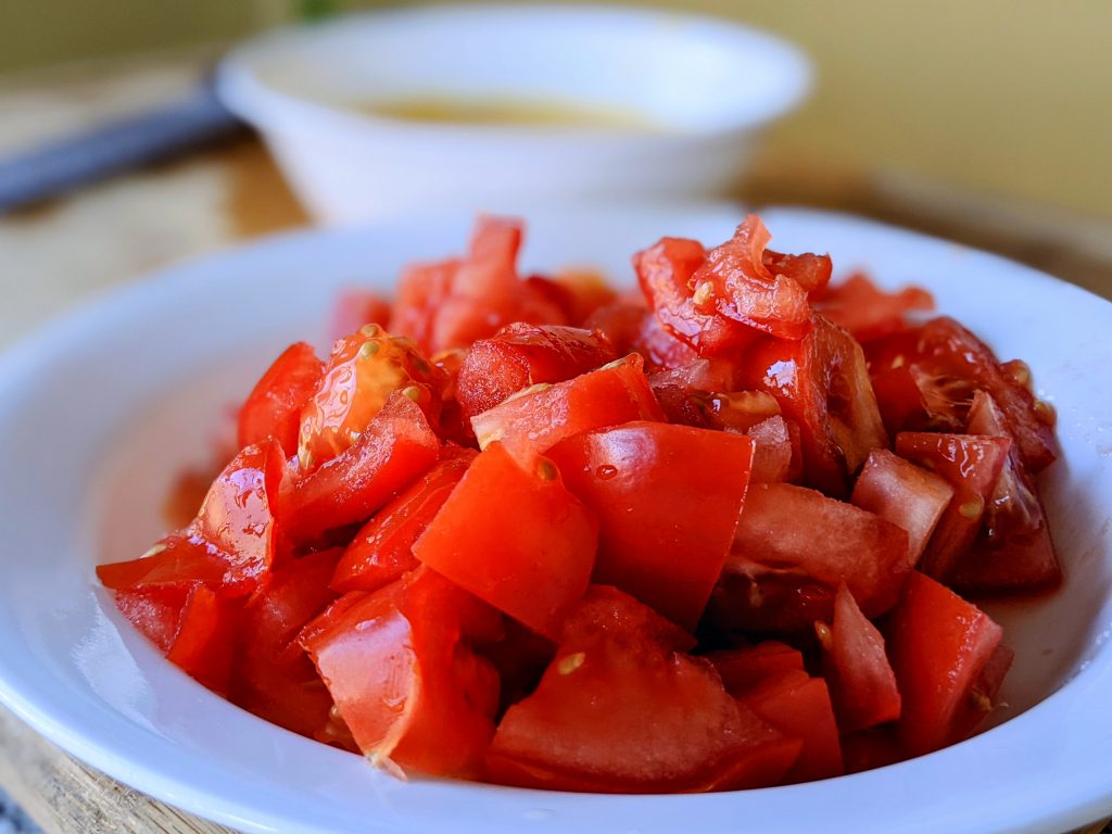 juicy red chopped tomatoes