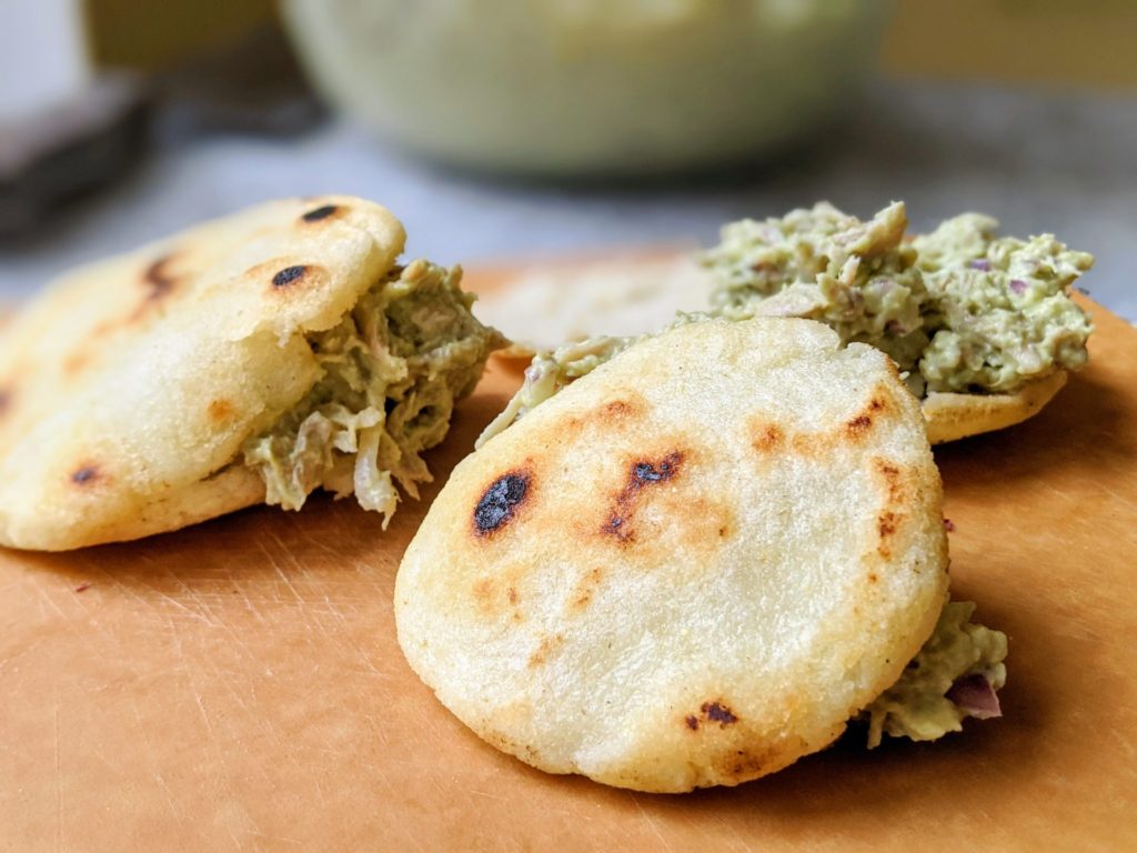 chicken and avocado arepas