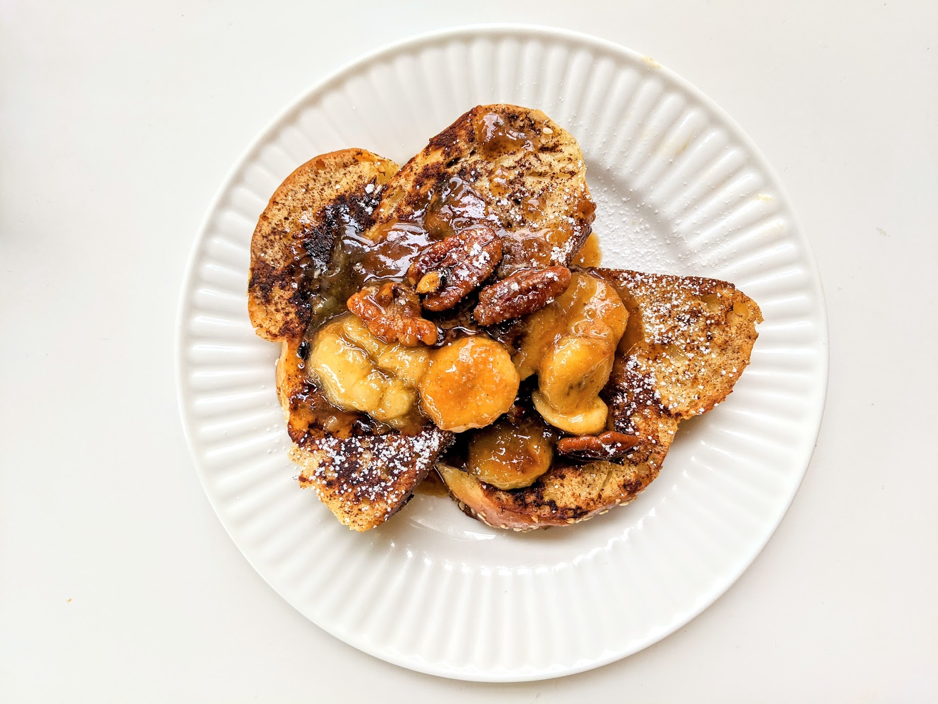 Bananas Foster French Toast with Pecans and Walnuts (Inspired by The Duck and Bunny)